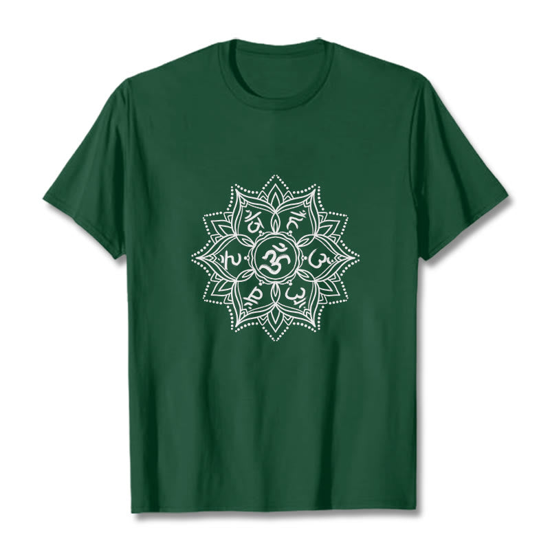 Camiseta con Buddha Stones, Mandala, flor, Om Mani Padme Hum, Mantra sánscrito - Verde bosque - 2XL - image 5