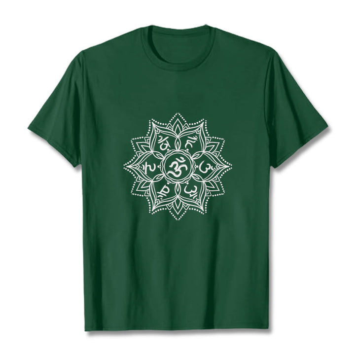 Camiseta con Buddha Stones, Mandala, flor, Om Mani Padme Hum, Mantra sánscrito - Verde bosque - 2XL - image 5