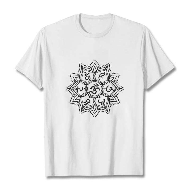 Camiseta con Buddha Stones, Mandala, flor, Om Mani Padme Hum, Mantra sánscrito - Blanco - 2XL - image 1