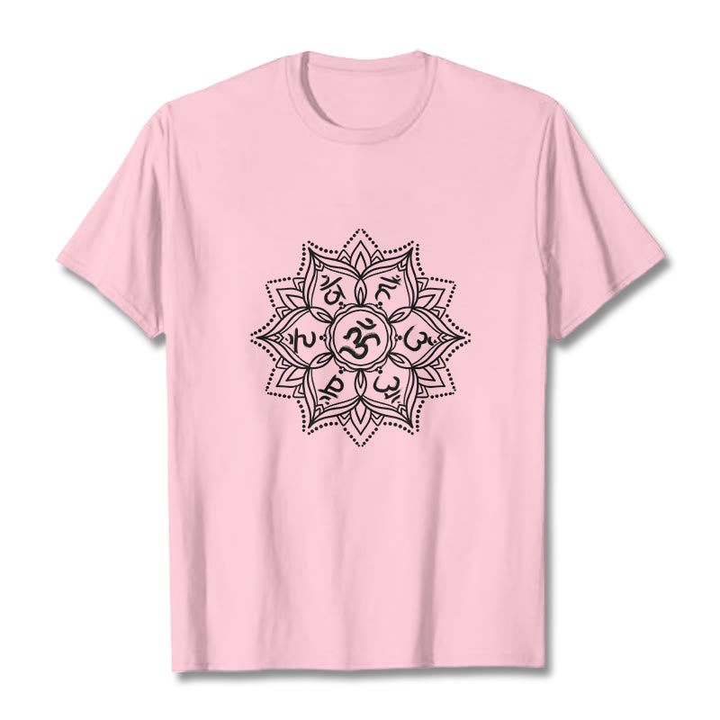 Camiseta con Buddha Stones, Mandala, flor, Om Mani Padme Hum, Mantra sánscrito - Rosa claro - 2XL - image 13