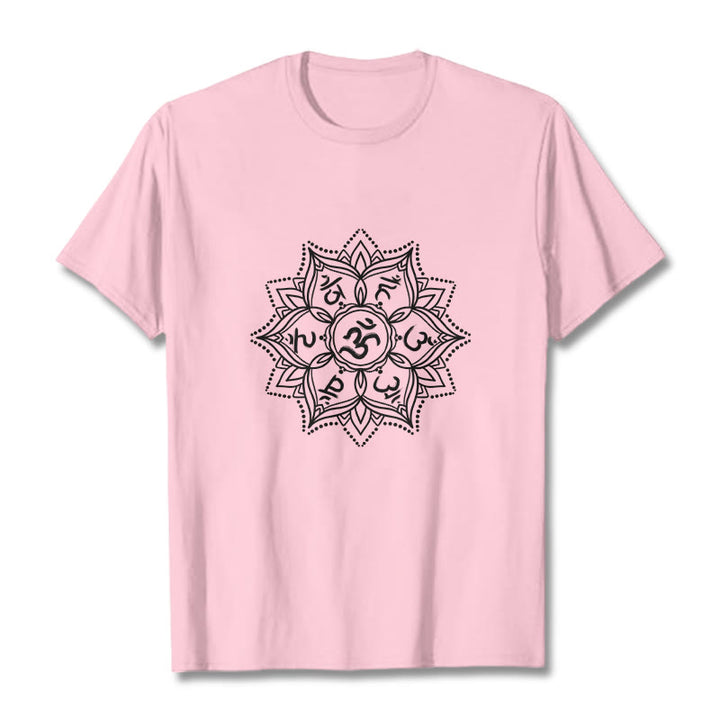 Camiseta con Buddha Stones, Mandala, flor, Om Mani Padme Hum, Mantra sánscrito - Rosa claro - 2XL - image 13