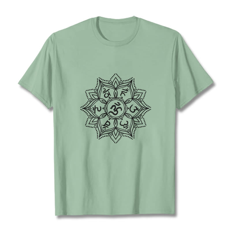 Camiseta con Buddha Stones, Mandala, flor, Om Mani Padme Hum, Mantra sánscrito - Verde pálido - 2XL - image 15