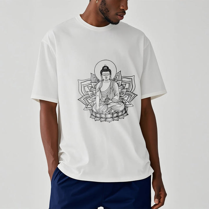 Camiseta con el Buddha Stones de la Medicina sentado en un pedestal de loto y piedras de Buda - image 6
