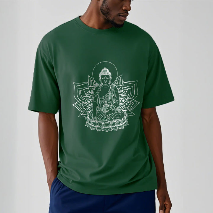 Camiseta con el Buddha Stones de la Medicina sentado en un pedestal de loto y piedras de Buda - image 11