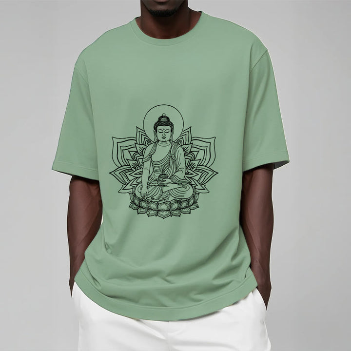 Camiseta con el Buddha Stones de la Medicina sentado en un pedestal de loto y piedras de Buda - image 16
