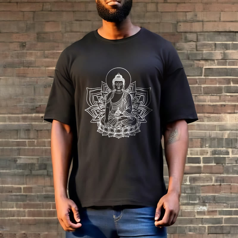 Camiseta con el Buddha Stones de la Medicina sentado en un pedestal de loto y piedras de Buda - image 3