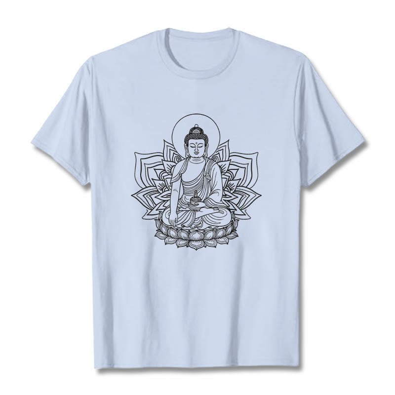 Camiseta con el Buddha Stones de la Medicina sentado en un pedestal de loto y piedras de Buda - Cian claro - 2XL - image 19