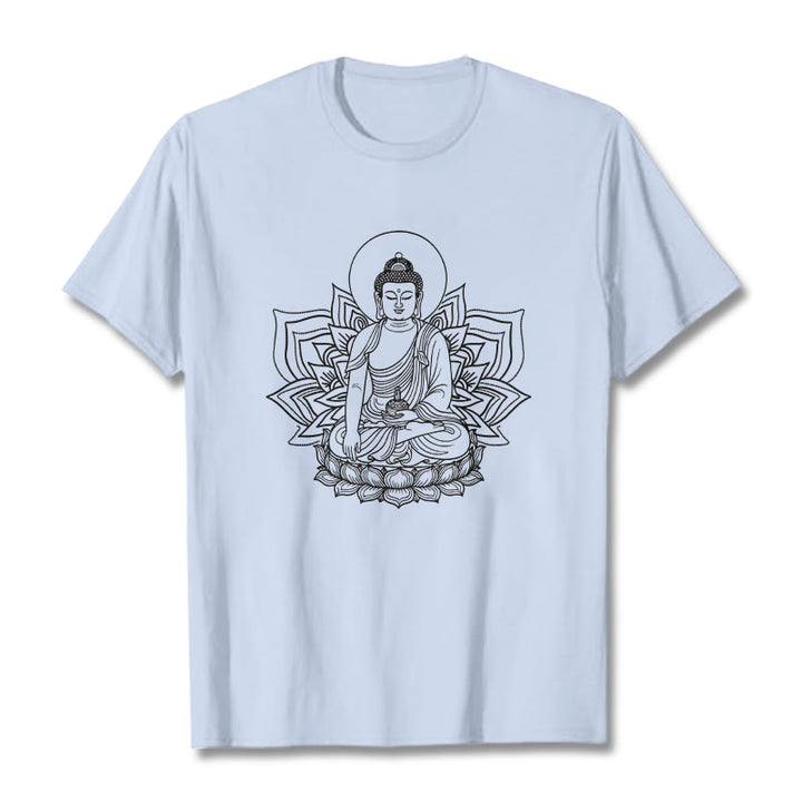 Camiseta con el Buddha Stones de la Medicina sentado en un pedestal de loto y piedras de Buda - Cian claro - 2XL - image 19