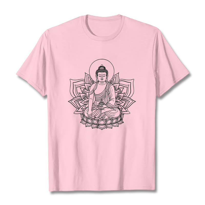 Camiseta con el Buddha Stones de la Medicina sentado en un pedestal de loto y piedras de Buda - Rosa claro - 2XL - image 13