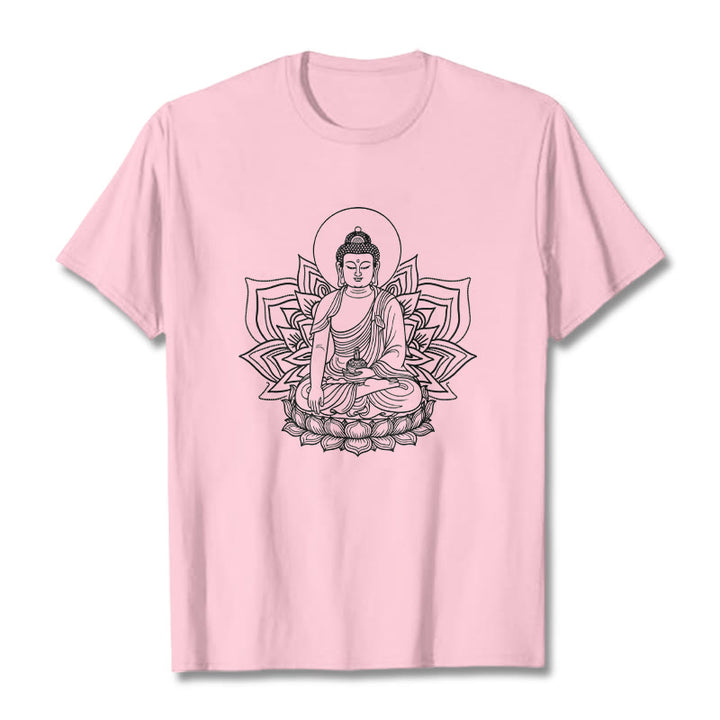 Camiseta con el Buddha Stones de la Medicina sentado en un pedestal de loto y piedras de Buda - Rosa claro - 2XL - image 13