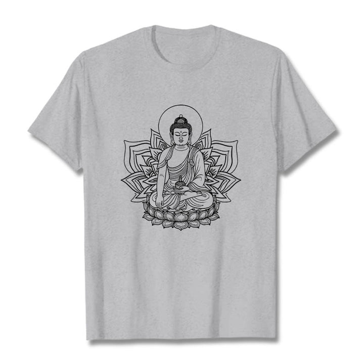 Camiseta con el Buddha Stones de la Medicina sentado en un pedestal de loto y piedras de Buda - Gris claro - 2XL - image 19