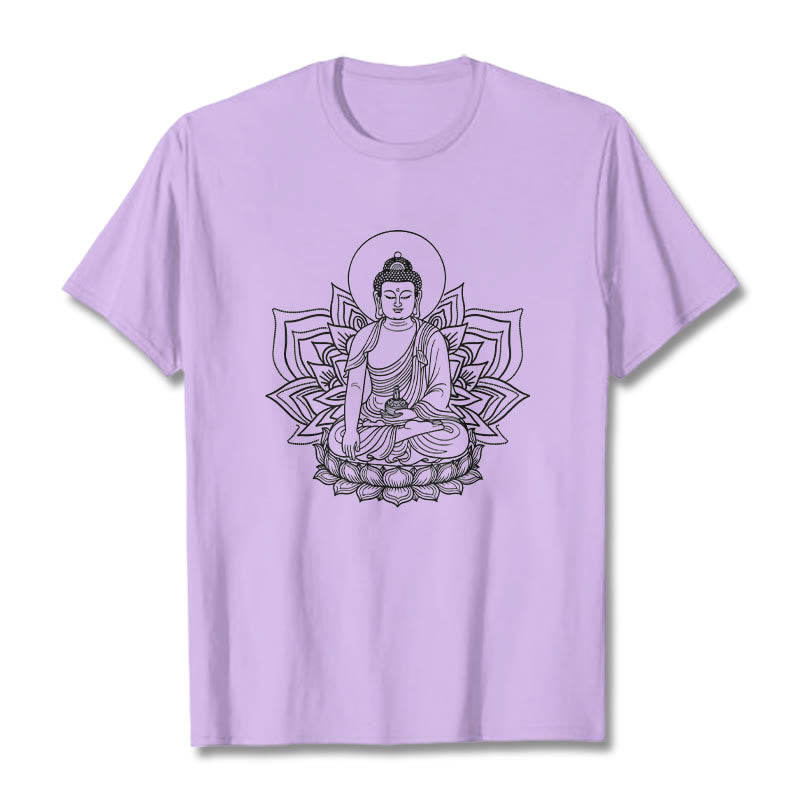 Camiseta con el Buddha Stones de la Medicina sentado en un pedestal de loto y piedras de Buda - Ciruela - 2XL - image 17