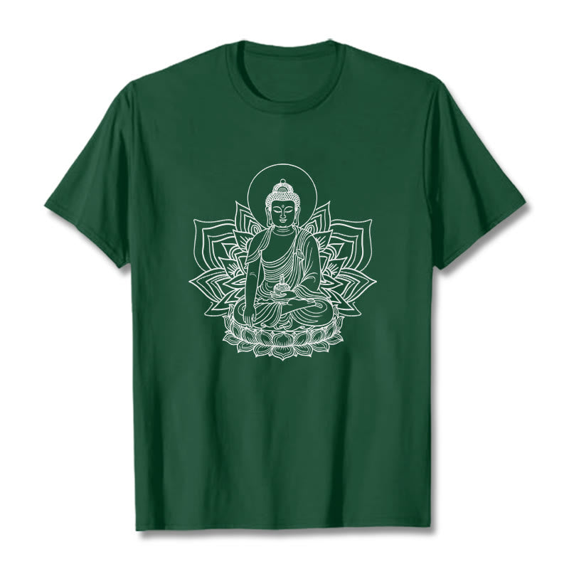 Camiseta con el Buddha Stones de la Medicina sentado en un pedestal de loto y piedras de Buda - Verde bosque - 2XL - image 11