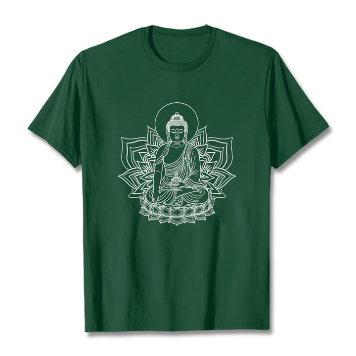 Camiseta con el Buddha Stones de la Medicina sentado en un pedestal de loto y piedras de Buda - Verde bosque - 2XL - image 11