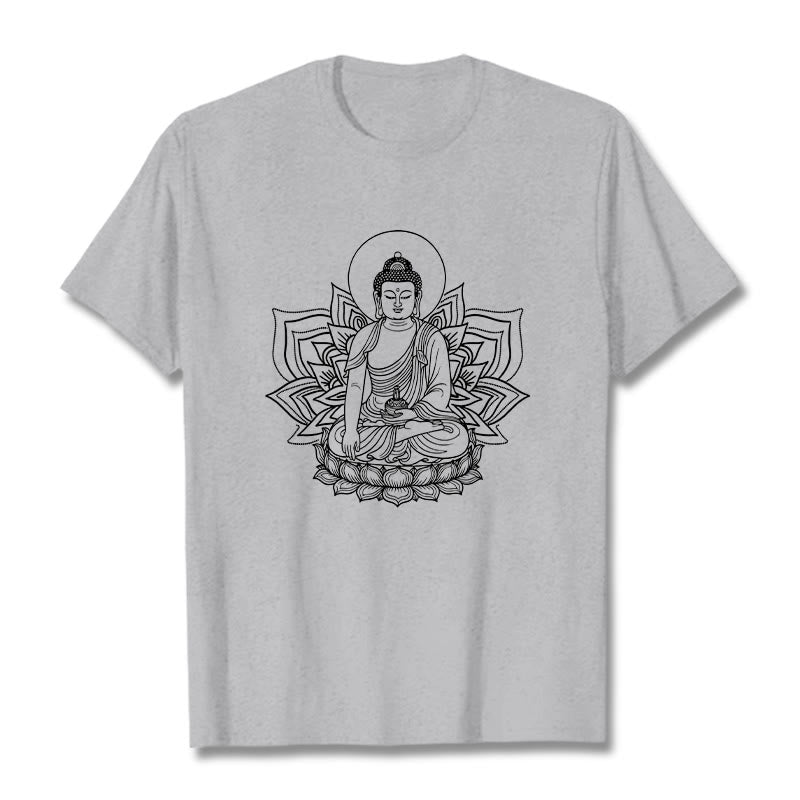 Camiseta con el Buddha Stones de la Medicina sentado en un pedestal de loto y piedras de Buda - Gris claro - 2XL - image 20