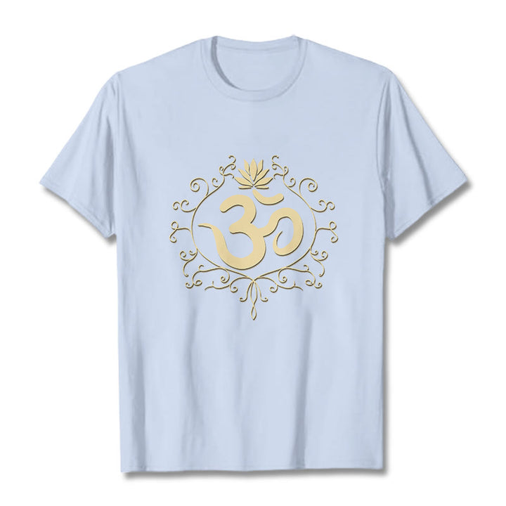 Camiseta con Buddha Stones, símbolo Om, vides y flor de loto - Cian claro - 2XL - image 14