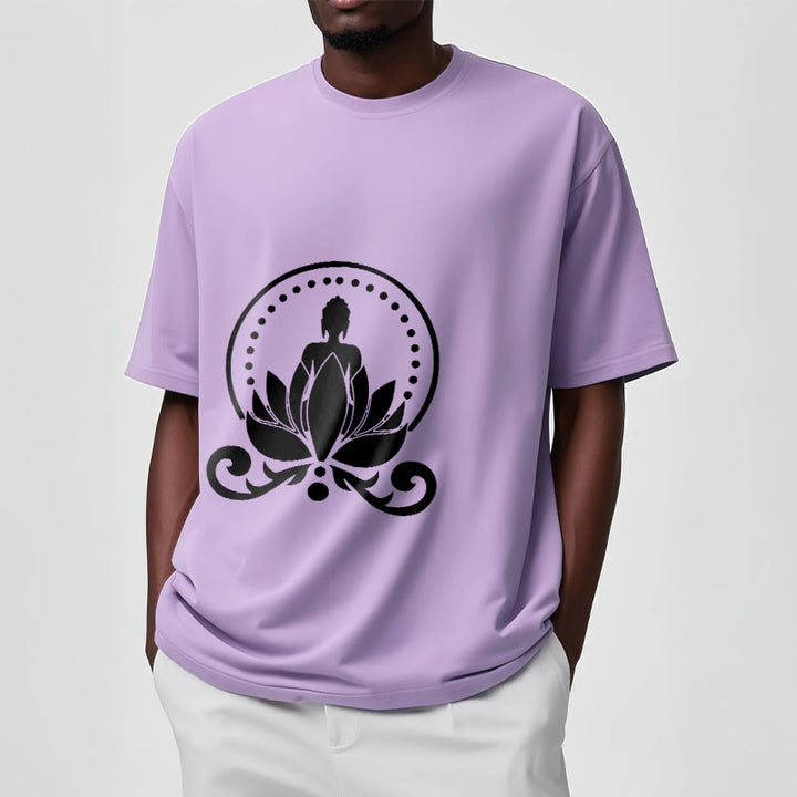 Camiseta de meditación con Buddha Stones sentado sobre una flor de loto y piedras de Buda - image 18