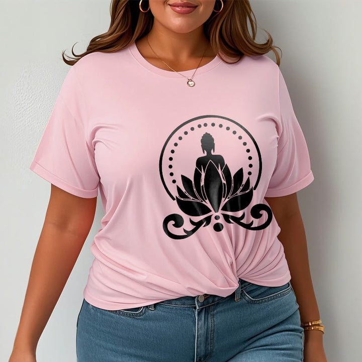 Camiseta de meditación con Buddha Stones sentado sobre una flor de loto y piedras de Buda - image 14