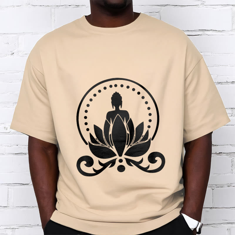 Camiseta de meditación con Buddha Stones sentado sobre una flor de loto y piedras de Buda - image 11