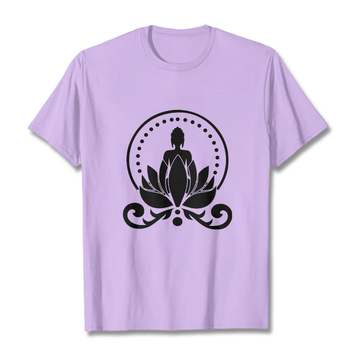 Camiseta de meditación con Buddha Stones sentado sobre una flor de loto y piedras de Buda - Ciruela - 2XL - image 16