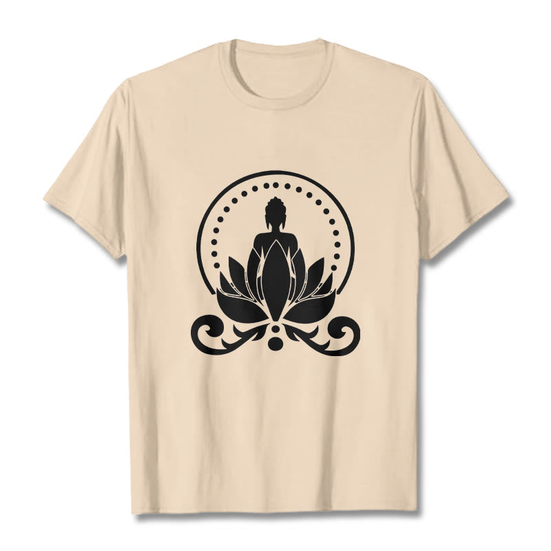 Camiseta de meditación con Buddha Stones sentado sobre una flor de loto y piedras de Buda - Sopa de mariscos - 2XL - image 11