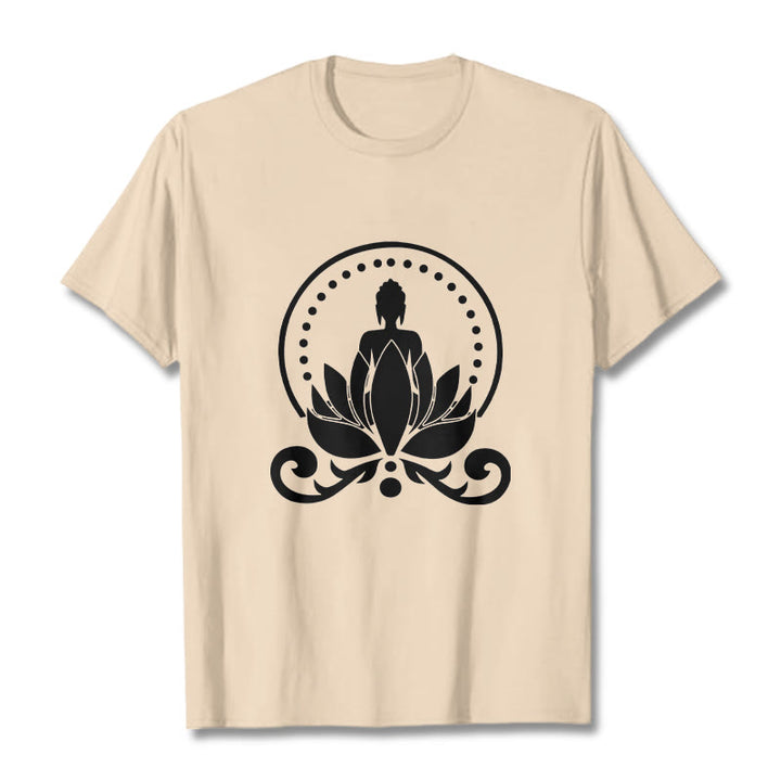 Camiseta de meditación con Buddha Stones sentado sobre una flor de loto y piedras de Buda - Sopa de mariscos - 2XL - image 11