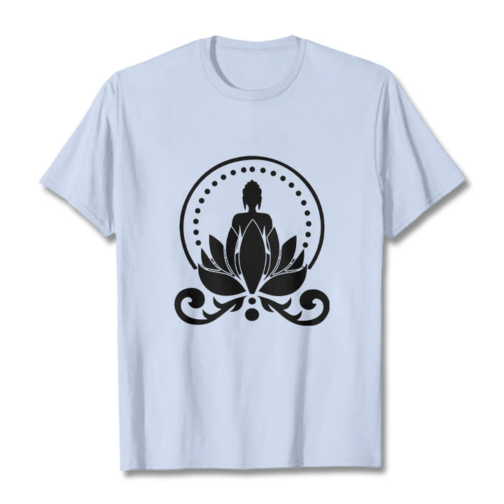 Camiseta de meditación con Buddha Stones sentado sobre una flor de loto y piedras de Buda - Cian claro - 2XL - image 19