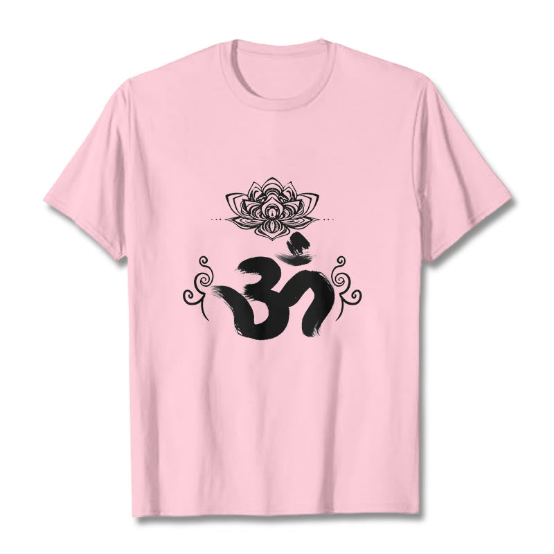 Camiseta floral sánscrita con símbolo Om de Buddha Stones - rosa claro - 2XL - image 14