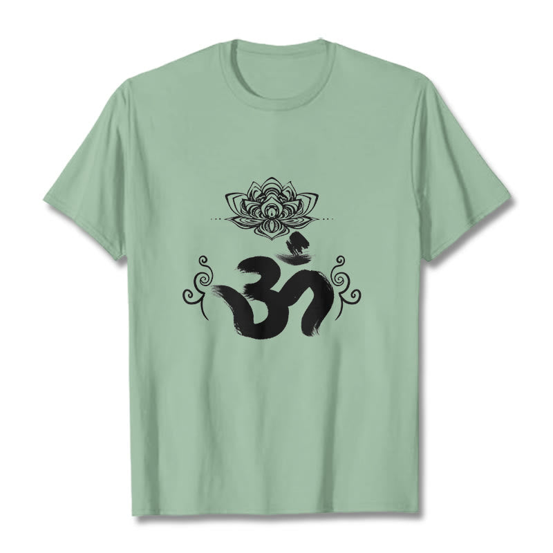 Camiseta floral sánscrita con símbolo Om de Buddha Stones - Verde pálido - 2XL - image 19