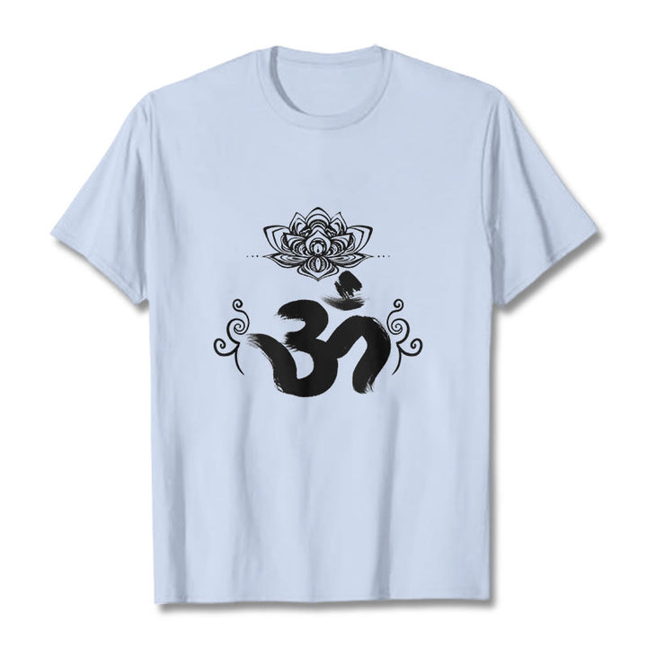 Camiseta floral sánscrita con símbolo Om de Buddha Stones - Cian claro - 2XL - image 14