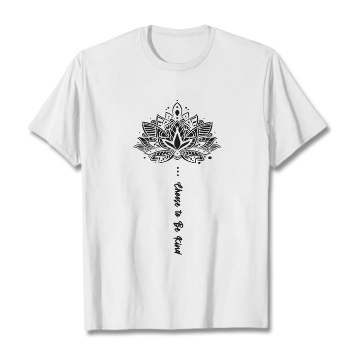 Camiseta con flores geométricas "Elegir ser amable" de Buddha Stones - Blanco - 2XL - image 8