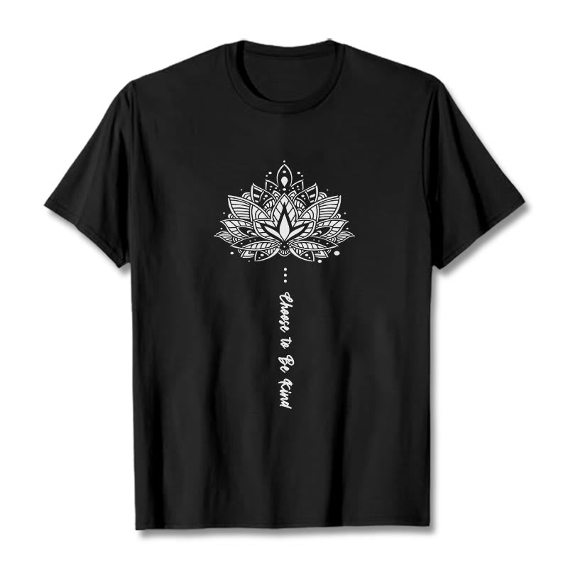 Camiseta con flores geométricas "Elegir ser amable" de Buddha Stones - Negro - 2XL - image 4