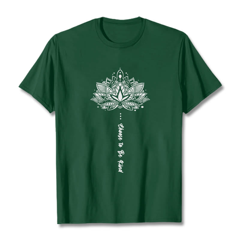 Camiseta con flores geométricas "Elegir ser amable" de Buddha Stones - Verde bosque - 2XL - image 0