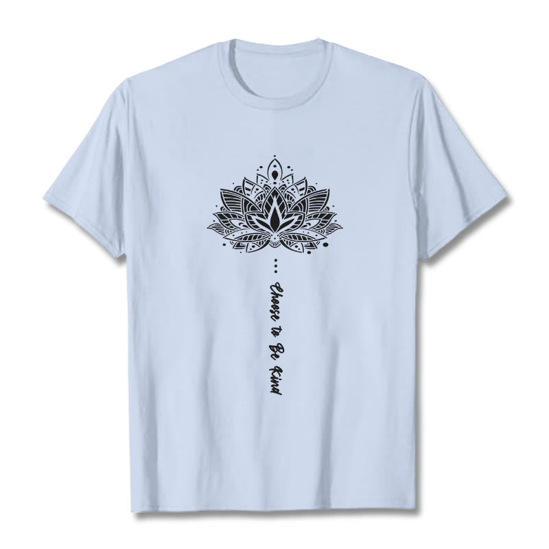 Camiseta con flores geométricas "Elegir ser amable" de Buddha Stones - Cian claro - 2XL - image 18