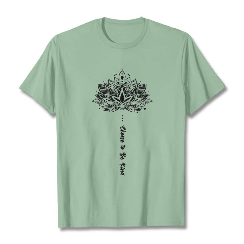 Camiseta con flores geométricas "Elegir ser amable" de Buddha Stones - Verde pálido - 2XL - image 15