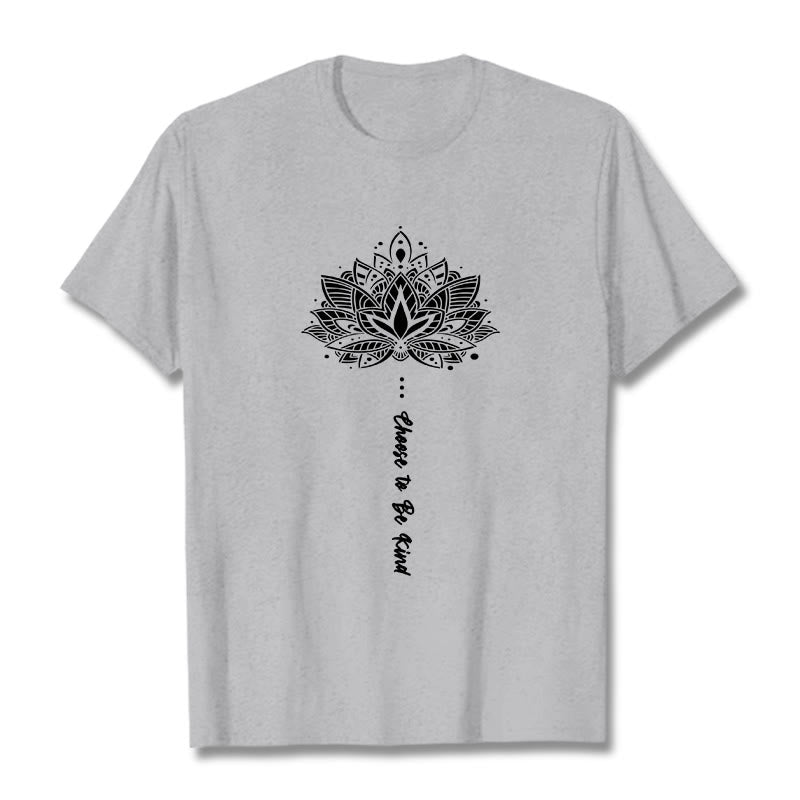 Camiseta con flores geométricas "Elegir ser amable" de Buddha Stones - Gris claro - 2XL - image 19