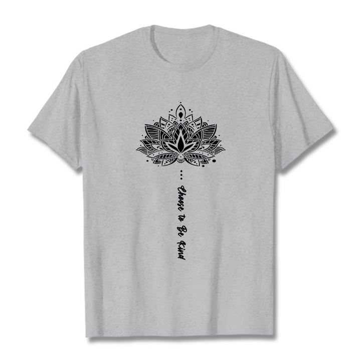 Camiseta con flores geométricas "Elegir ser amable" de Buddha Stones - Gris claro - 2XL - image 19