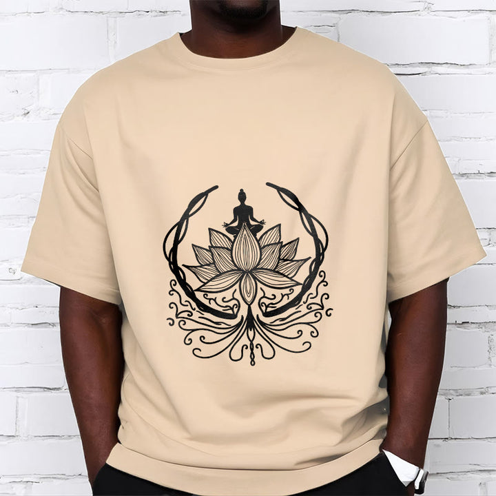 Camiseta de meditación con Buddha Stones sentado dentro de una flor de loto y piedras de Buda - image 12