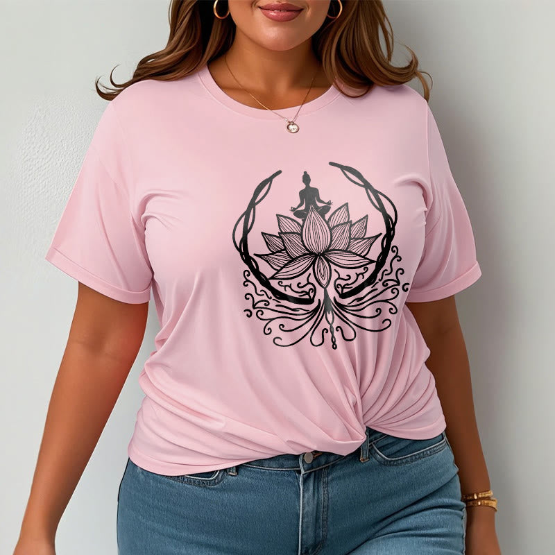 Camiseta de meditación con Buddha Stones sentado dentro de una flor de loto y piedras de Buda - image 13