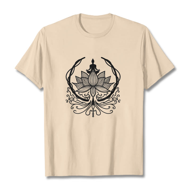 Camiseta de meditación con Buddha Stones sentado dentro de una flor de loto y piedras de Buda - Sopa de mariscos - 2XL - image 11