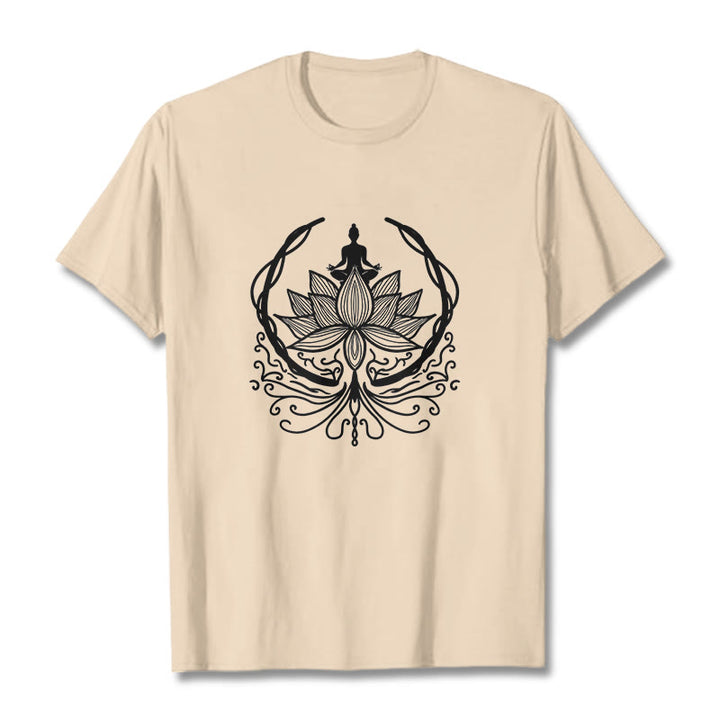 Camiseta de meditación con Buddha Stones sentado dentro de una flor de loto y piedras de Buda - Sopa de mariscos - 2XL - image 11