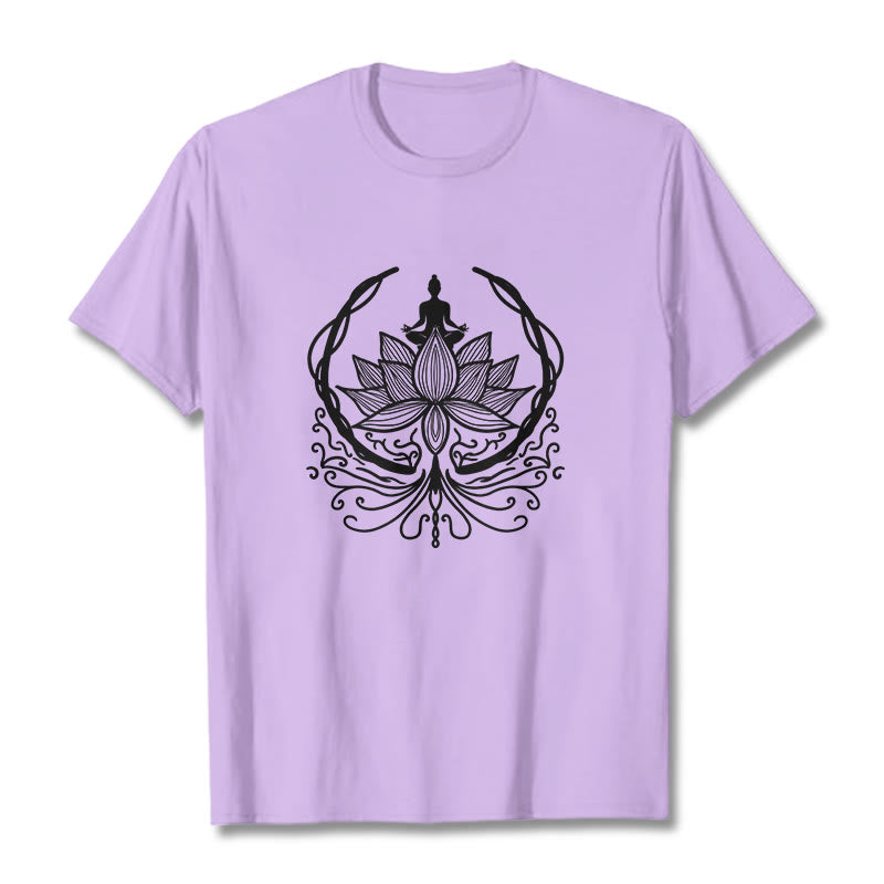 Camiseta de meditación con Buddha Stones sentado dentro de una flor de loto y piedras de Buda - Ciruela - 2XL - image 16