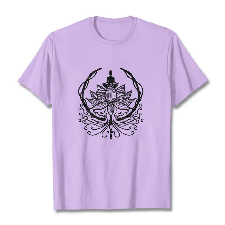 Camiseta de meditación con Buddha Stones sentado dentro de una flor de loto y piedras de Buda - Ciruela - 2XL - image 16