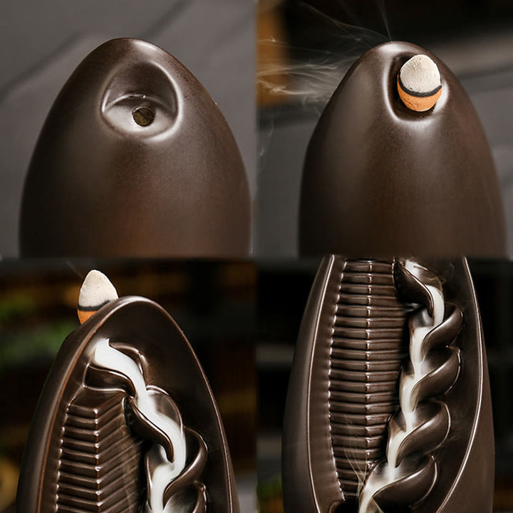 Fuente de humo de reflujo de cerámica con mano de Buda, escaleras, montañas y Buddha Stones de Buda, quemador de incienso decorativo para meditación - image 4