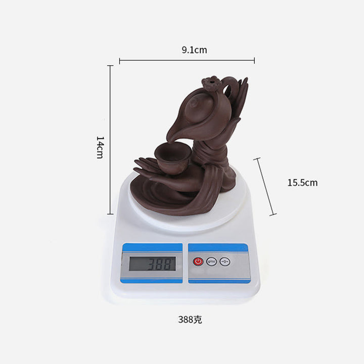 Buddha Stones , mano de Buda sosteniendo una tetera, taza, fuente de humo de cerámica con reflujo, quemador de incienso curativo, decoración - image 20