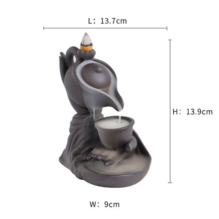Buddha Stones , mano de Buda sosteniendo una tetera, taza, fuente de humo de cerámica con reflujo, quemador de incienso curativo, decoración - image 9