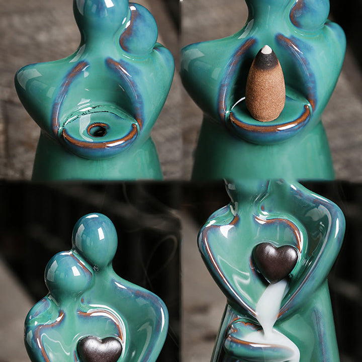 Quemador de incienso curativo con fuente de humo de cerámica con reflujo de amor y Buddha Stones para pareja de enamorados. - image 6