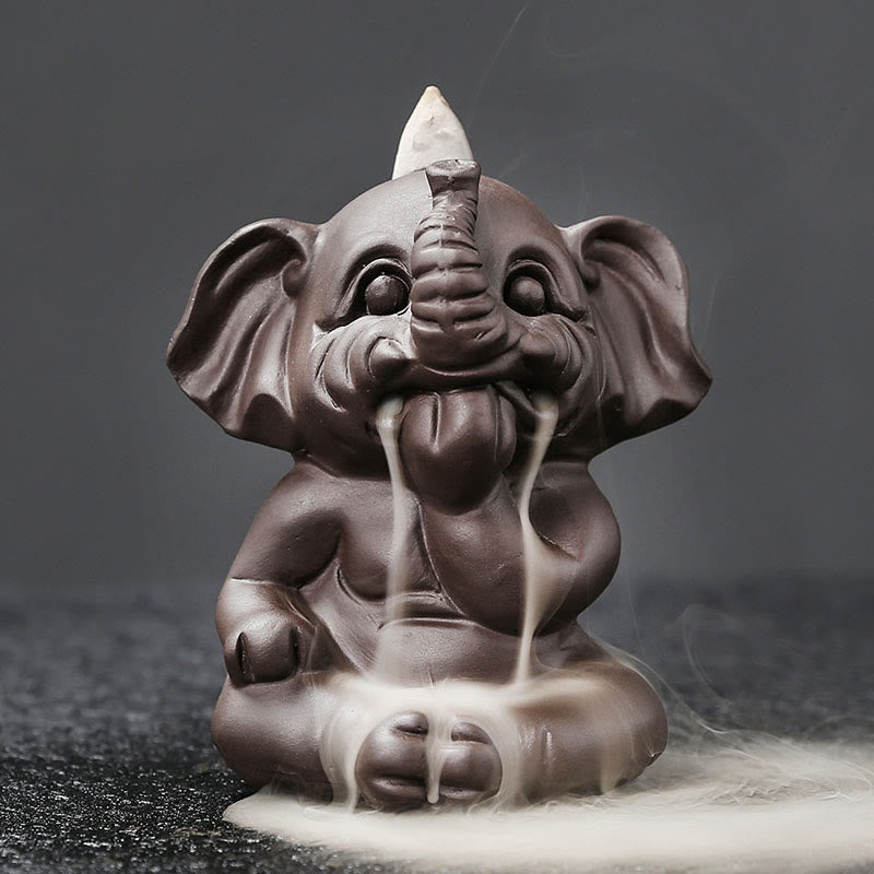 Quemador de incienso con reflujo de arcilla morada, diseño de elefante, Buddha Stones , para sanación y paz - No digas 6,6 x 8,5 x 9,3 cm - image 28