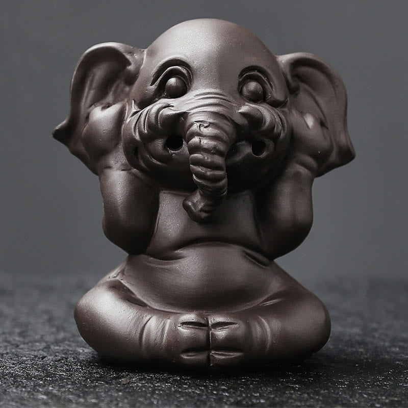 Quemador de incienso con reflujo de arcilla morada, diseño de elefante, Buddha Stones , para sanación y paz - image 21