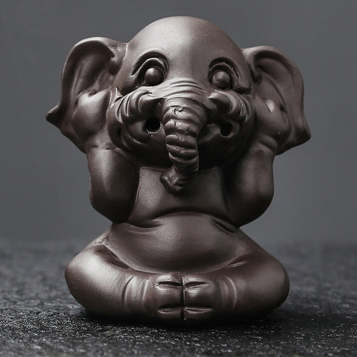 Quemador de incienso con reflujo de arcilla morada, diseño de elefante, Buddha Stones , para sanación y paz - image 21